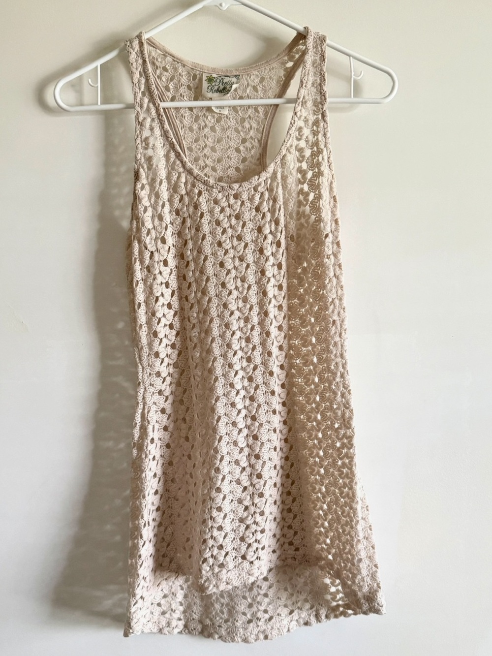 Pretty Rebellious Open Knit Crochet Racerback Tank